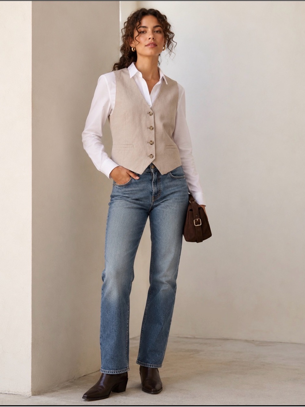 ZARA beige/taupe tailored vest, size Small